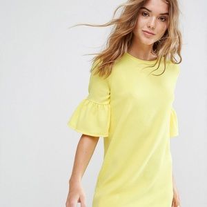 Sunny Yellow Pull&Bear Frill Cuff Dress
